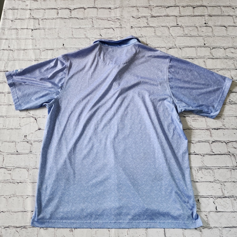 Donald Ross Men's Large Blue Paisley Golf Polo Shirt Performance Pelican Logo - Picture 9 of 10